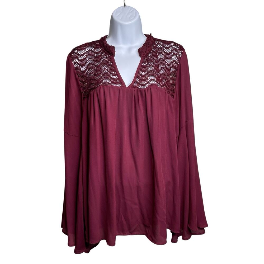 Y2K Charlotte Russe Women's Burgundy Lace Top Size 2X Whimsigoth Fairy Grunge